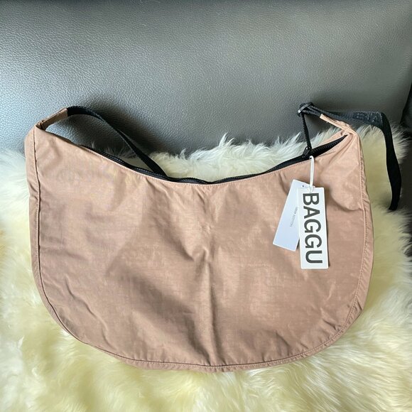 NWT Baggu Large Nylon Crescent Bag - Cocoa - Picture 2 of 5